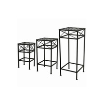 Panacea Nested Cross Hatch Square Plant Stands Black - Steel - 3 Piece - $3,205.90 MXN