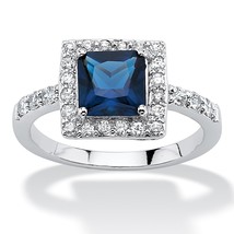 Princess Cut September Simulated Sapphire Sterling Silver Ring Size 5 6 7 8 9 10 - £79.91 GBP
