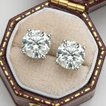 4.00TCW Round Cut Lab Created White Moissanite Earring In 14k White Gold... - £86.21 GBP