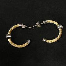 Cuff Hoop Earrings 925 Sterling Silver Stainless Steel Gold Twisted Rope Small - £18.32 GBP
