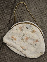 Vintage Beaded Purse Hand Made In France Small Handbag With Handles - £28.80 GBP