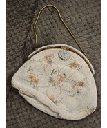 Vintage Beaded Purse Hand Made In France Small Handbag With Handles - £28.47 GBP