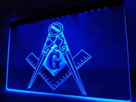 Masonic Mason Freemason Emblem LED Neon Sign Door Signs Wall Hanging Craft - £20.35 GBP+