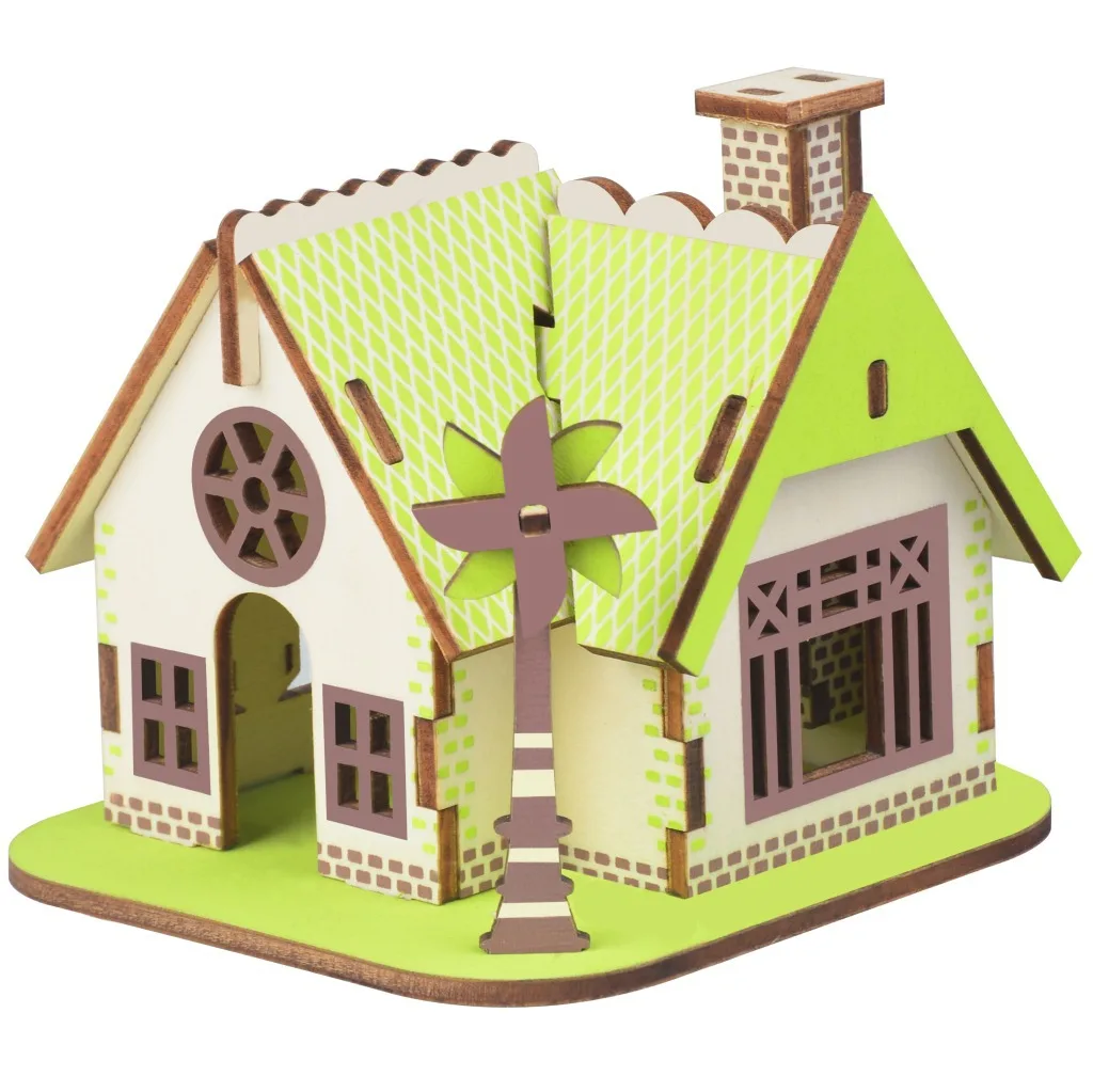 Laser Cutting 3D Wooden Puzzle Jigsaw Construction Ellie House DIY Manual - £9.81 GBP