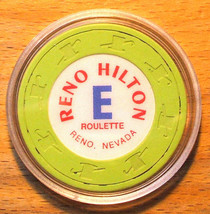 (1) RENO HILTON Casino Roulette Chip - 1981 - Reno, Nevada - Green - Tab... - $8.95