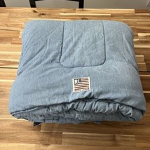 Vintage Ralph Lauren Denim Comforter Blanket Twin Chambray HEAVY Bedspread Blue - $130.14