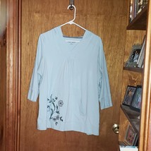 Sport Savvy Blue Hoodie Top With Flower Print  -  Size 1x - $14.95
