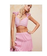 New Free People x Saylor Gianna Tiered Midi Skirt Set $308 SMALL Pink Me... - $215.41 CAD