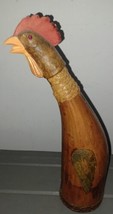 Vintage Italy Bottle Decanter Leather Tooled Chicken Rooster Bird Made i... - $29.99