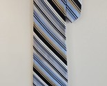 Gianfranco Ruffini Light Blue/Gold/Gray Stripe Pattern Neck Tie, 100% Silk - $10.44