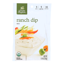 Simply Organic Ranch Dip Mix 1.5 oz, Case of 12 packets, veggie, kosher - $33.99