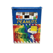 VINTAGE PEANUTS SNOOPY 12 COLOR PENCILS COLORED EMPIRE PENCIL CORP USED - $17.10