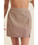 Banded Front Waist Pinstripe Mini Brown Skirt_ - £31.17 GBP