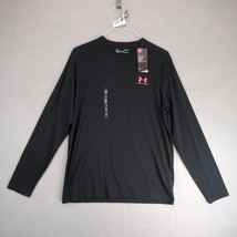 NWT Under Armour Heatgear Men&#39;s M Black T-Shirt Red Logo Long Sleeve Tra... - $22.00
