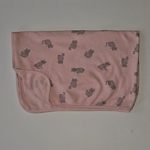 Rene Rofe Baby Pink Gray Kitty Cat Receiving Blanket 100% Cotton 21x32 READ Flaw - $24.70