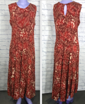 American Angel Made India Rayon Long Size Small Womens Dress Red Floral ... - $22.86