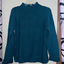 Christopher &amp; Banks sweater in green/ blue with decorative beaded detail Large - £10.24 GBP