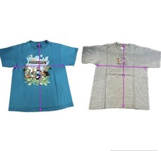 Mojang Minecraft &amp; 1 Other Boys T Shirt- Large -Blue Steve Dog Creeper Pig Lot 2 - £3.07 GBP