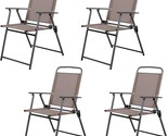 Four Folding Lawn Chairs With Metal Frame And Textilene Mesh Fabric For ... - $142.96