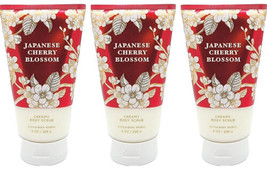 X 3~Bath &amp; Body Works JAPANESE CHERRY BLOSSOM Creamy Body Scrub 8 oz SEALED - $37.42