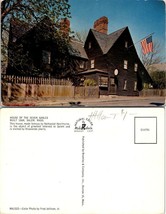 Massachusetts Salem House of the Seven Gables American Flag Vintage Postcard - £7.48 GBP