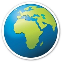 x3 10cm Shaped Vinyl Sticker emoji laptop earth planet world globe western car - £3.57 GBP