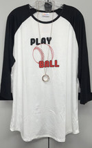 NWT LuLaRoe L White Red Black Baseball “Play Ball” Graphic Randy Basebal... - £37.97 GBP