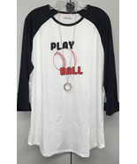 NWT LuLaRoe L White Red Black Baseball “Play Ball” Graphic Randy Basebal... - £37.54 GBP