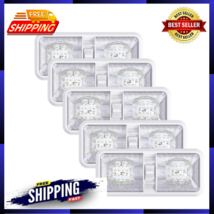 5 Pack RV LED Ceiling Double Dome Light Fixture ON/Off Switch Interior Lighting - £43.77 GBP