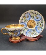 Rare Rosina Queens England 5365 Tea Cup &amp; Scalloped Saucer Blue Flowers ... - $33.83 CAD
