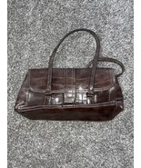 Liz Claiborne Handbag Women Brown Croc Embossed Faux Patent Leather Bag - £19.27 GBP