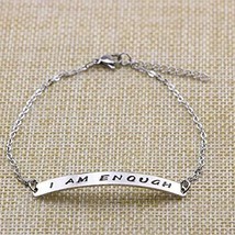 I Am Enough Chain Bracelet Bangle Stainless Steel Quote Jewelry Inspiration - £18.33 GBP