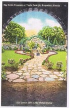 Florida Postcard St Augustine Patio Fountain Of Youth Park - £1.64 GBP