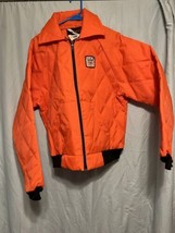 Vintage Mens LG Wiman Golden Sun Feeds Orange Quilted Jacket Full Zip Co... - $64.35