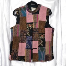 COLDWATER CREEK Patchwork Vest Woman Medium Sleeveless 100% Wool Mandari... - $22.06