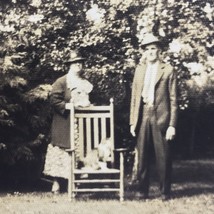 Couple With Dog Puyallup Washington Old Original Photo BW Vintage Photograph - £9.79 GBP