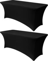 Stylish 6ft Black Spandex Table Cover - Perfect for Weddings &amp; Outdoor E... - $36.58