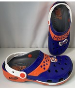 Nerf Crocs Clogs Sandals Shoes Blue Orange Logo Rubber Slip-On Mens 6 Wo... - $22.76