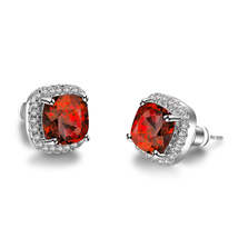 Red Princess Crystal &amp; Cubic Zirconia Silver-Plated Halo Stud Earrings - £11.21 GBP