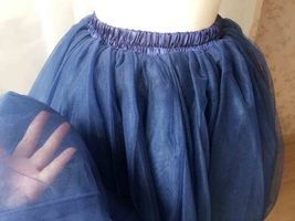 NAVY BLUE 4-Layered Puffy Tulle Skirt Women Plus Size Midi Tutu Skirt image 2