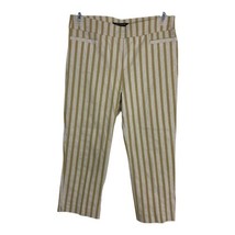 Zac &amp; Rachel Womens Pants Size 10 Gold Tan Pin Striped Stretch Pull On Pockets - £16.20 GBP