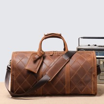 Men&#39;s Vintage Real Leather Carry On Duffle Weekend Bag Handmade Crossbody Bag La - £364.42 GBP