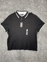 Michael Kors Mens Greenwich Heathered Button Polo Shirt Black Size XL Co... - £56.65 GBP