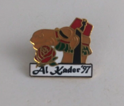 Vintage Moila Shriners &#39;97 Al Kader Camel With Rose Lapel Hat Pin - $8.25