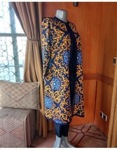 EMBROIDERED Formal Moroccan Tunic for women, YELLOW and Blue Gown dressing coat - £144.67 GBP
