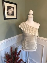 NEW JCrew Factory Women’s One Shoulder Ruffle Stripe Sweater Size Medium NWT - £27.20 GBP