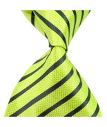 Lime Stripe Silk Classic Woven Man Tie Necktie 122 - £3.18 GBP