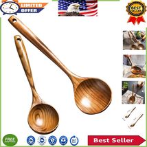 Natural Acacia Wood Cooking Spoon &amp; Serving Ladle Set - 14&quot; &amp; 11&quot; Length - $47.54 CAD