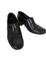 Clarks Bendables Womens Shoes Black Sz 7 Leather Zipper Cuban Heels Roun... - $21.78
