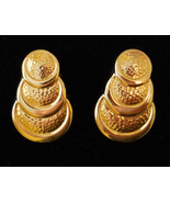 Avon Bold Statement Pierced Earrings Gold Tone Circular Design 1990s Ret... - €17,03 EUR